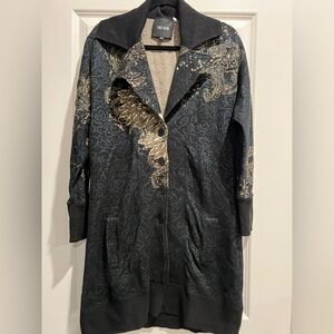 NIC+ZOE Black and Gold Sweater Jacket.